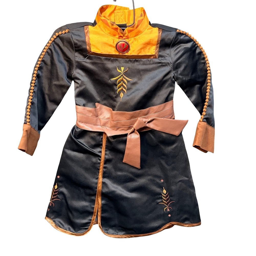 Disney Frozen 2 Anna Travel Dress Costume Girls Black Gold Embroidery Size 3